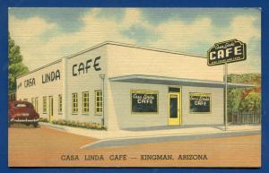 Kingman Arizona az Casa Linda Cafe Route 66 linen postcard