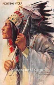 Fighting Wolf by L Peterson Indian Unused 