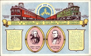 Piedmont & Northern Railway Co Andrew Jackson James Polk Trains Postcard