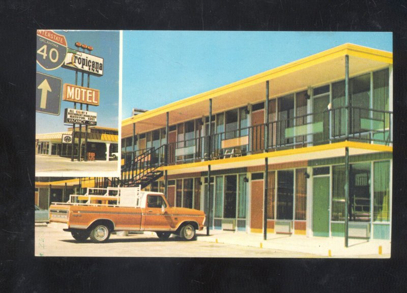 WEATHERFORD OKLAHOMA ROUTE 66 TROPICANA INN MOTEL OLD CARS POSTCARD OKLA.