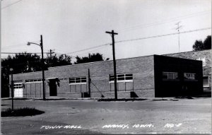 Real Photo Postcard Town Hall in Manly, Iowa