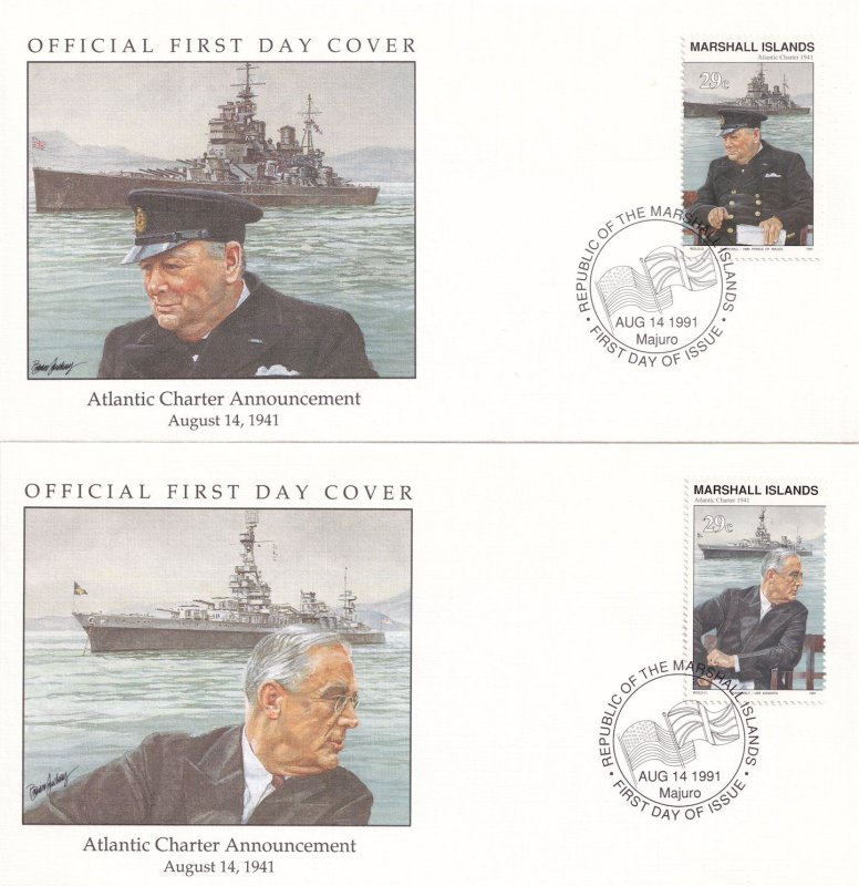 Atlantic Charter Announcement Ship Military 2x WW2 First Day Cover s