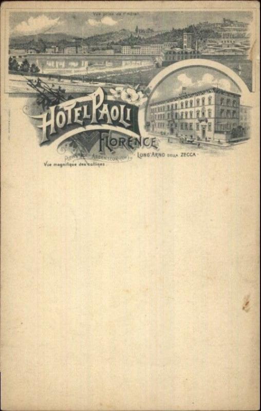 Florence Firenze Italy Hotel Paoli c1900 Postcard