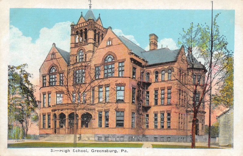 High School Greensburg Pennsylvania 1920c postcard