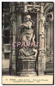 Old Postcard Bourg Brou Church Mausoleum of Philibert Figures Beau detail