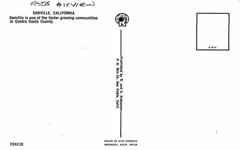 California Danville Contra Costa  Airview Hakanson Roberts Postcard 21-12584 