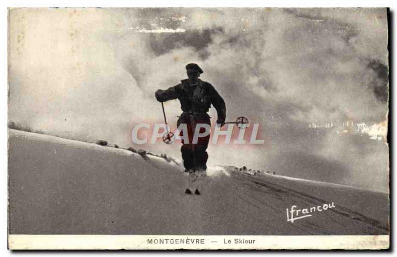 Old Postcard of Sports & # 39hiver Ski Montgenevre Skier