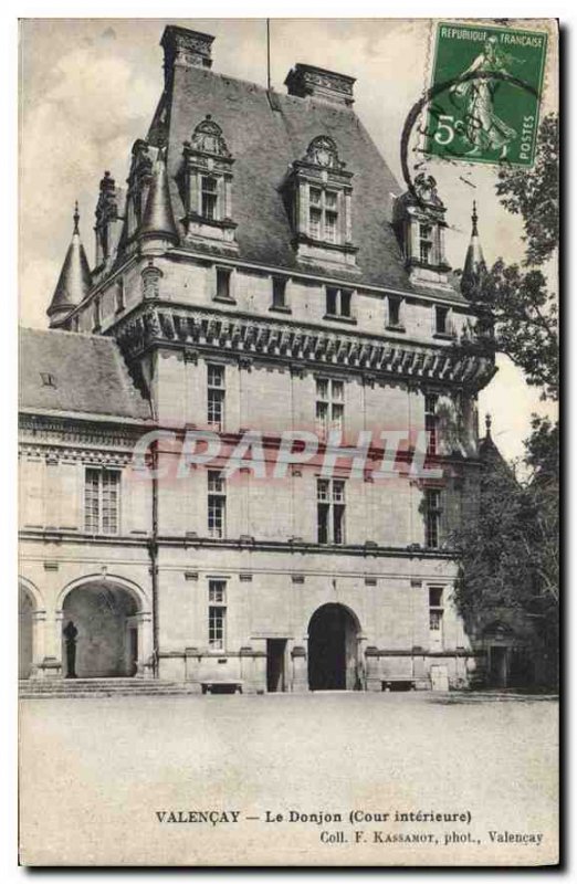 Old Postcard Valencay Le Donjon Inner Court