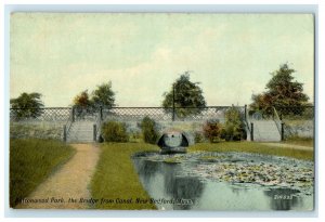 1911 Buttonwood Park and Bridge in New Bedford, Massachusetts MA Postcard