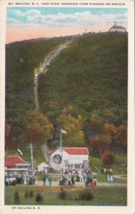 New York Mt Beacon Incline Railway Showing Cars Passing On Switch Curteich