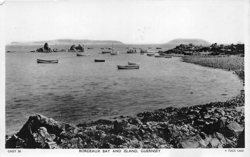 Lot367 uk guernsey bordeaux bay and island real photo 1955