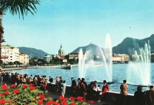 Postcard Floating Fountains Como Tourist Attraction