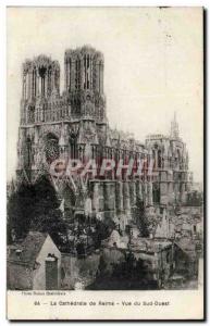 Old Postcard Reims cathedral