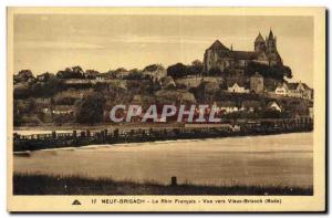 Postcard Neuf Brisach Old Rhine Bridge View Towards