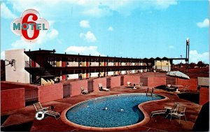 Postcard AZ Winslow 6 Hotel Third Street Swimming Pool Beach Chairs 1960s S112