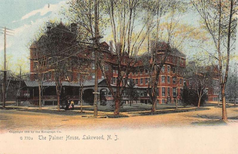 Lakewood New Jersey Palmer House Street View Antique Postcard K14143