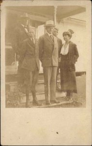 President Calvin Coolidge Family on Porch Plymouth VT Real Photo Postcard