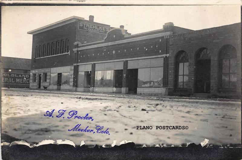 MEEKER, COLORADO 5TH AND MAIN STREETS-EARLY 1900'S RPPC REAL PHOTO POSTCARD