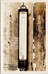 Mayo Yukon Lowest Temperature Recorded 1947 80 Below McIntyre RPPC Postcard E89