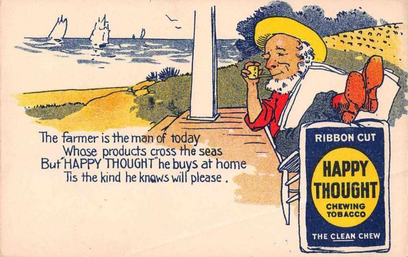 Happy Thought Chewing Tobacco Advertising Antique Postcard J2531222