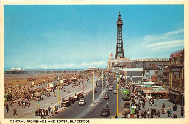 B89105 central promenade and tower blackpool car voiture  uk  14x9cm