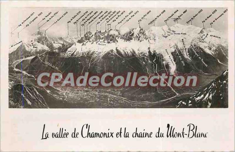 Old Postcard The Chamonix Valley and the Mont Blanc Chain