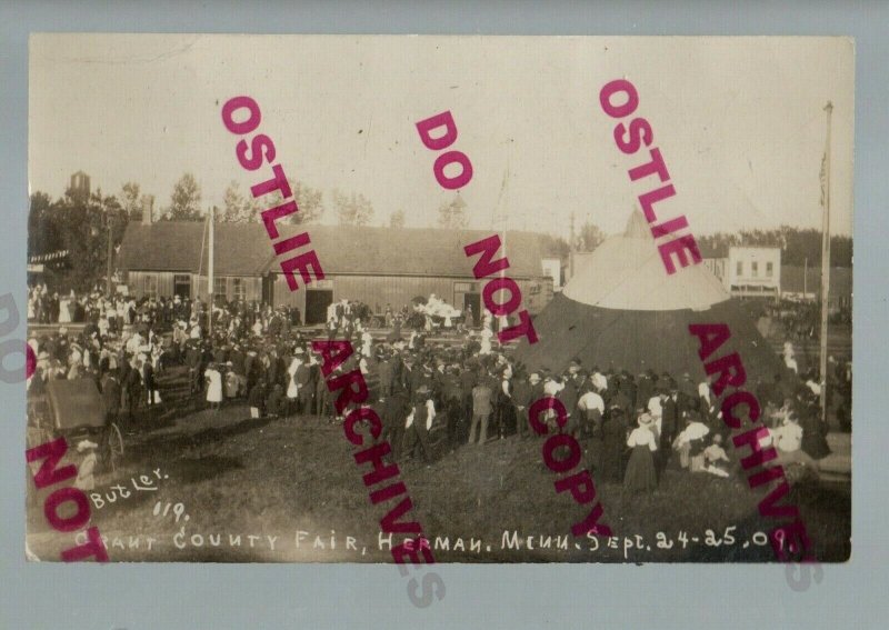 Herman MINNESOTA RPPC 1909 BALLOON ASCENSION County Fair SENT BY BALLOONIST HOME