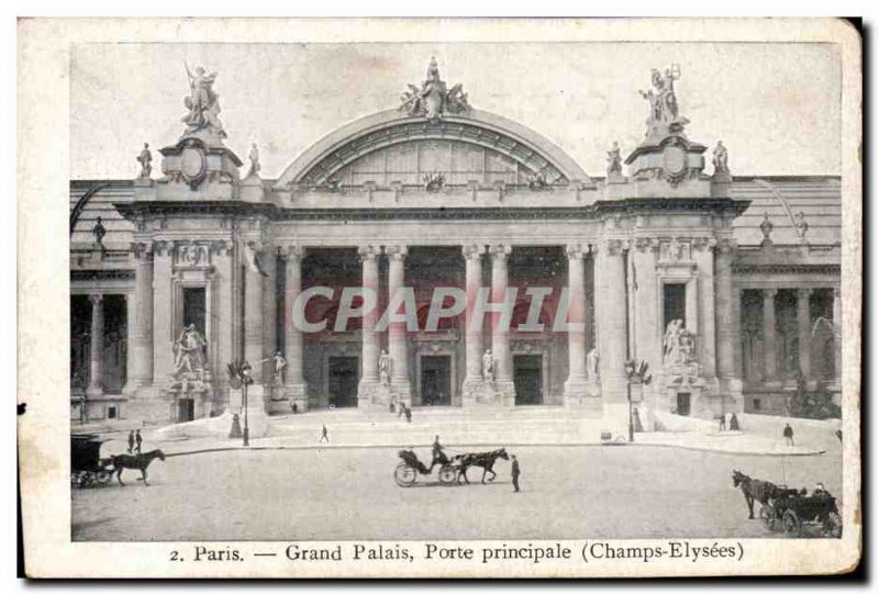 Old Postcard Paris Grand Palais Main door