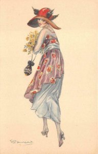 BEAUTIFUL WOMAN GLAMOUR ARTIST SIGNED S. BOMPARD 991/2 ITALY POSTCARD (c. 1920)