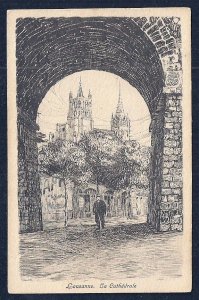 Brick Arch & Cathedral Lausanne Switzerland Unused c1910s