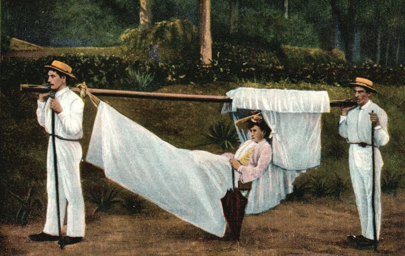 Ritual Culture Tradition Two Men And A Woman All Dressed White Vintage Postcard