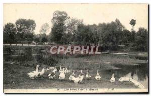 Old Postcard Les Bords De La Marne Geese d & # 39elevage