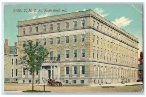 1913 Y.M.C.A. Exterior Roadside Car South Bend Indiana IN Posted Trees Postcard