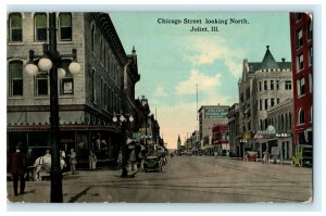 1913 Chicago St. Looking North Joliet Illinois IL Posted Antique Postcard