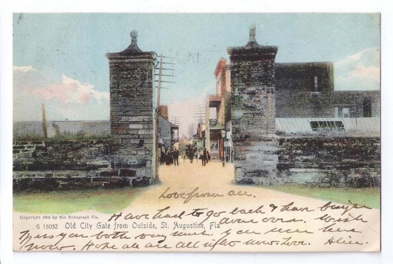 St Augustine FL Old City Gate UDB Rotograph 1904