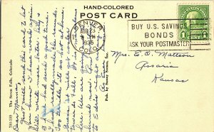 1935 The Seven Falls Colorado Vintage Hand-Colored Standard View Postcard 