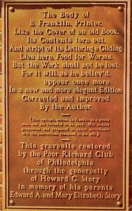 Plaque in Christ Church Cemetary Philadelphia, Pennsylvania PA  