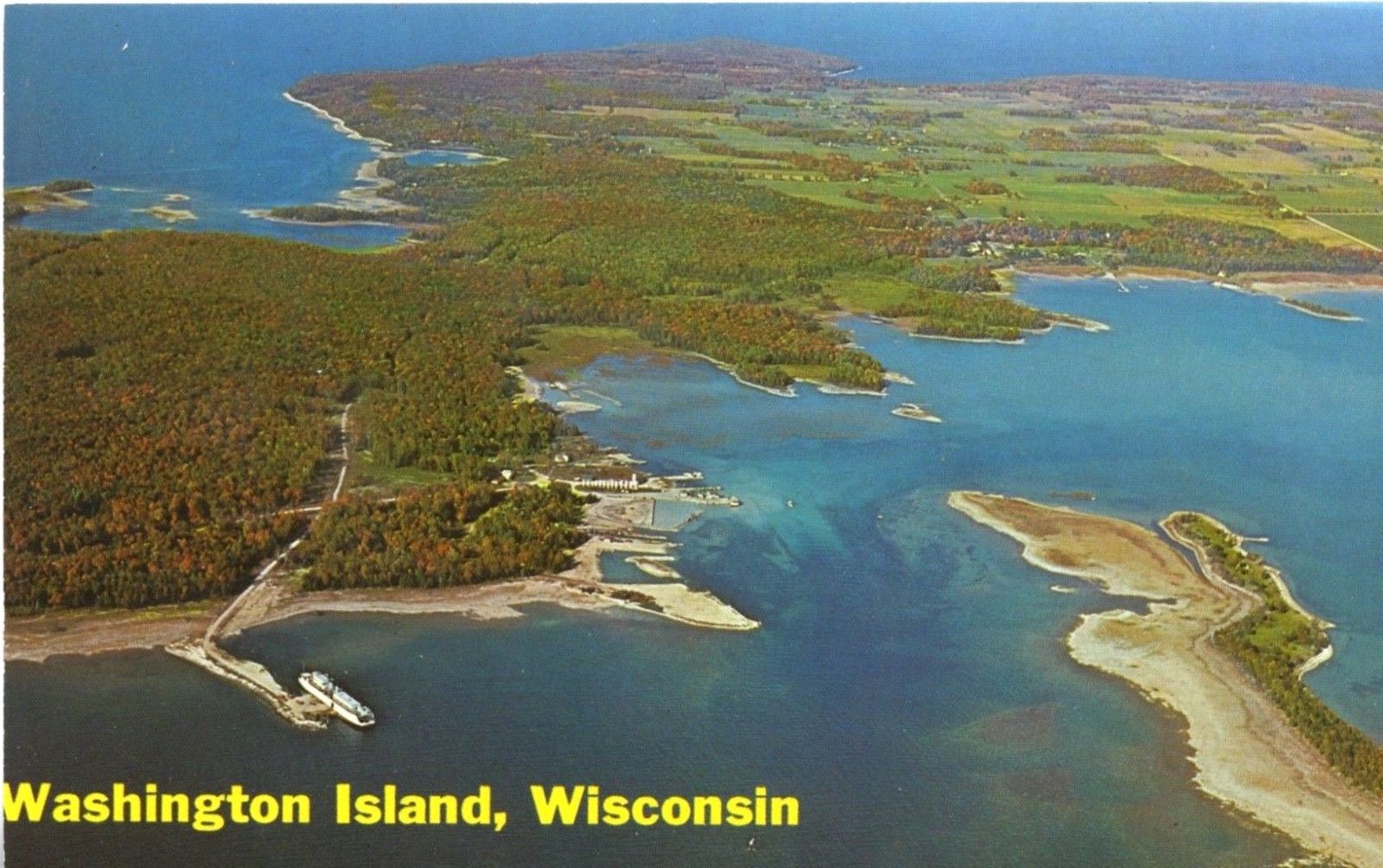 Washington Island WI Wisconsin Door County Detroit Isle Aerial Postcard