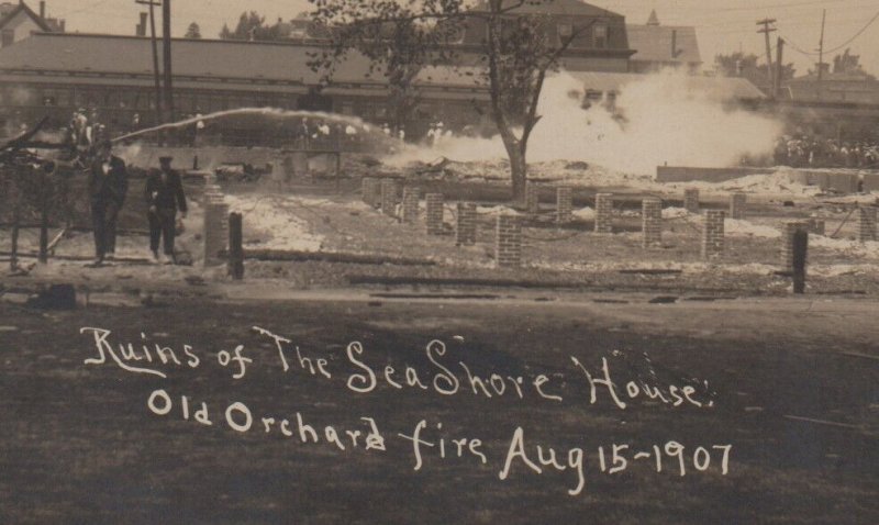 Old Orchard Beach MAINE RPPC 1907 FIRE Ruins DISASTER Seashore House Hotel Inn