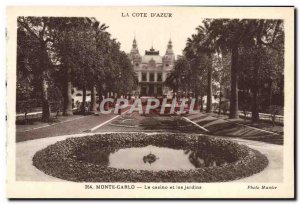 Old Postcard Monte Carlo Casino and gardens