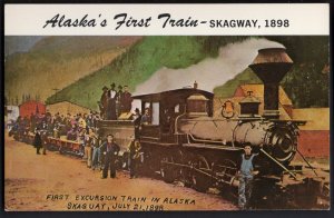31520) Alaska SKAGWAY First Excursion Train in Alaska July 21, 1898 - Chrome