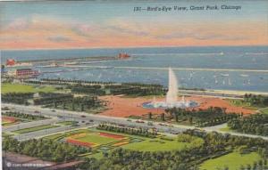 Illinois Chicago Birds Eye View Grant Park Curteich