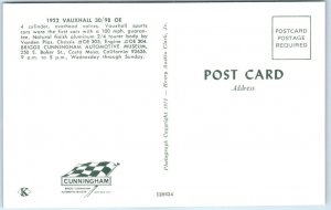 Postcard - 1922 Vauxhall 30/98 OE, Briggs Cunningham Automotive Museum - CA