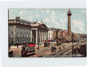 Postcard Sackville Street, G.P.O. and Nelson's Pillar, Dublin, Ireland