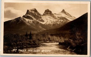 RPPC Three Sisters, Banff Canada Vintage Postcard P27