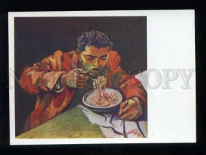 165631 Italy Man eating spaghetti by GUTTUSO old color PC