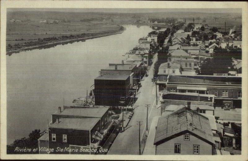 Ste. Marie de Beauce Quebec Birdseye Viewc1920 Postcard jrf