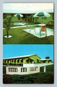 Alvir Ocean Apartments, Patio View, Palm Beach Shores Florida Vintage Postcard