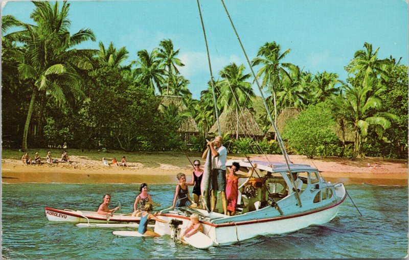 Korolevu Beach Hotel Fiji Deep See Fishing c1971 Postcard G67