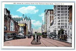Newark New Jersey NJ Postcard Broad St. Looking North From National State c1920s